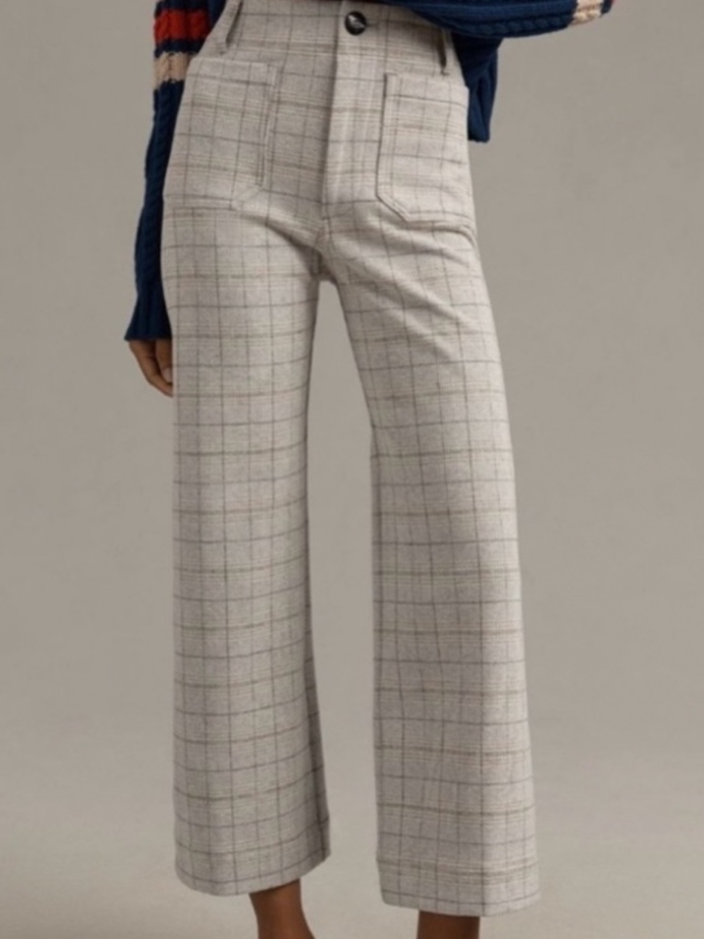 Anthropologie The Colette Knit Plaid Crop Pants by Maeve Size 30